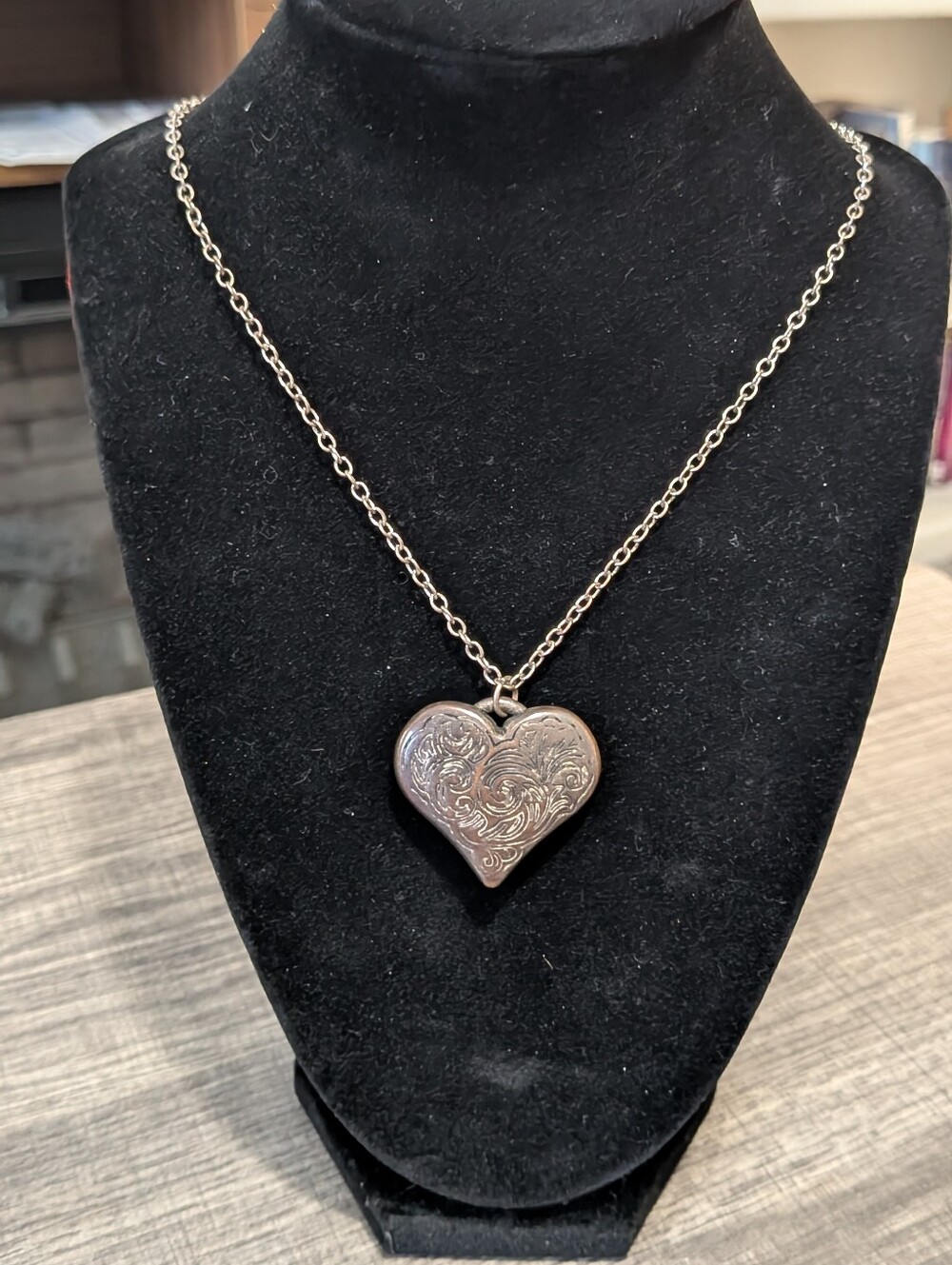 Heart Necklace - Silver Tone